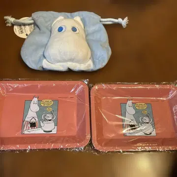 무민 트레이 2개와 수납 봉투 세트