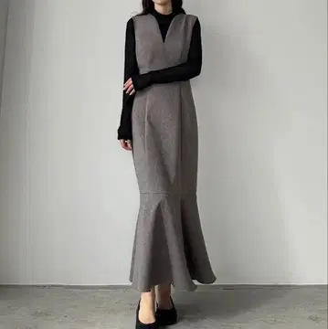 Louere 플레어 슬리브리스 롱 원피스