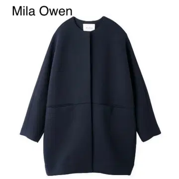 [미라 오웬] 노카라 코쿤 하프 분또 코트 네이비 2024