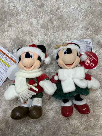 새상품 택 포함 미키 미니 크리스마스 인형 배지 디즈니