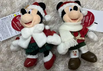 새상품 택 포함 미키 미니 크리스마스 인형 배지 디즈니