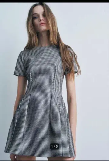 ZARA 체크 무늬 반팔 미니 원피스 XS