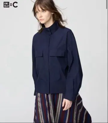 UNIQLO C 코튼 스탠드 카라 셔츠 자켓