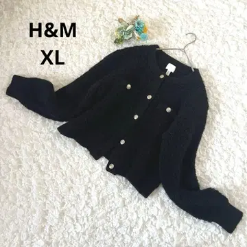 에이치앤엠 울 니트 가디건 노카라 자켓 블랙 XL