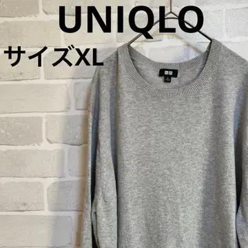 유니클로 그레이 크루넥 스웨터 긴팔 사이즈 XL 얇은 소재 울 코튼