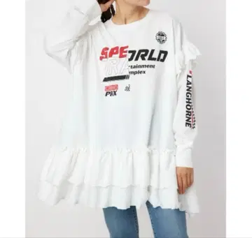 RODEOCROWNS 레이싱 프릴 절개 튜닉