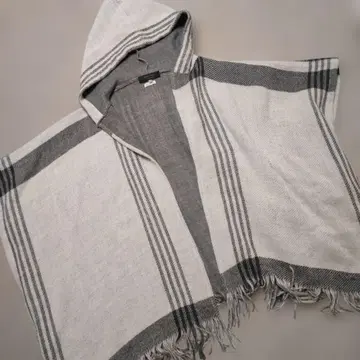 TODAYFUL 후드 부착 판초 빅 패턴 체크 그레이 계열