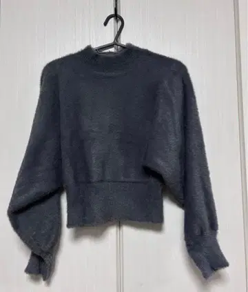 머큐리 듀오 미니 샤기 롱 슬리브 니트 블루 퍼플