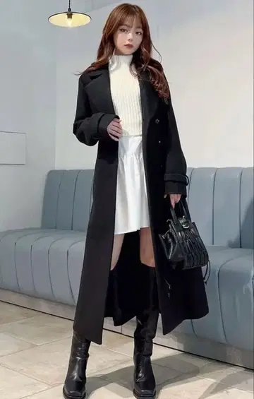 RESEXXY 리젝시 빅 컬러 롱 코트 블랙