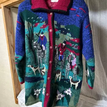 자수 장식 컬러풀 니트 가디건