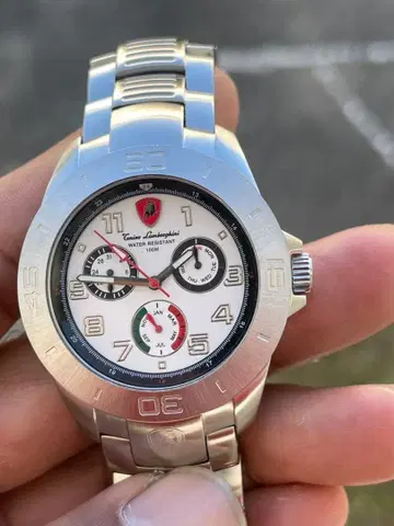 람보르기니 자동 시계 실버