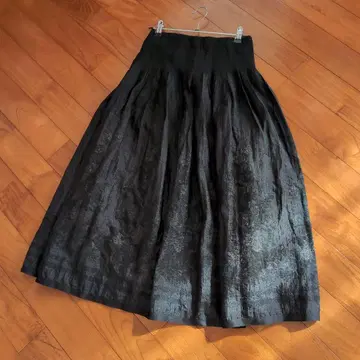 4298 시즈카 코무로 플레어 스커트 허리밴딩 블랙 라메