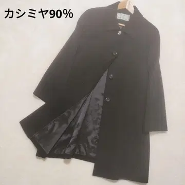 캐시미어 캐시미어 90% 롱 코트 블랙 검정 빅 사이즈