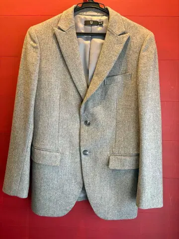 유니클로 +J 그레이 울 혼방 싱글 브레스 자켓