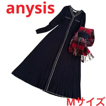 에니시스 바이 컬러 니트 원피스 네이비 리브 M 사이즈