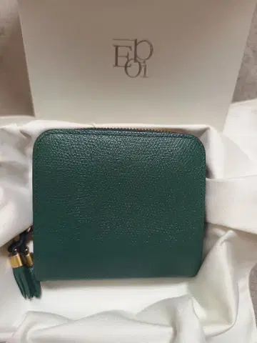 에포이 시키 2단 접이식 미니 지갑 그린 천연 가죽