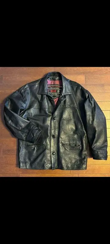 2BU WEAR 가죽 카 코트 주름 가죽