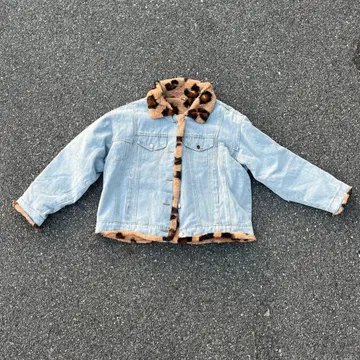 데님 자켓 레오파드 무늬