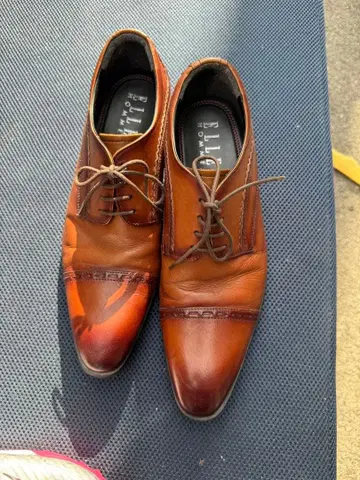 브라운 가죽 드레스 신발 스트레이트 팁