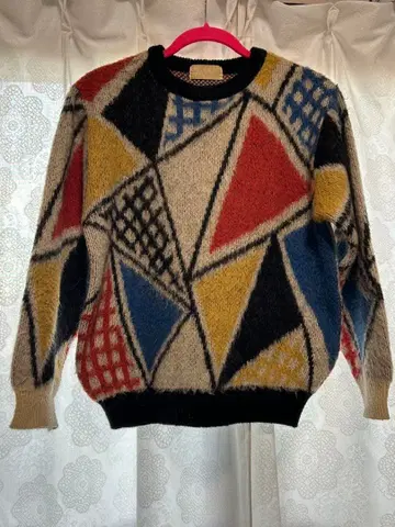 키쿠치 타케오 하프문 스웨터 구제 스웨터 기하학 패턴