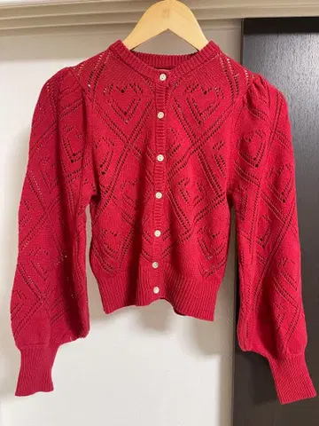 HONEY MI HONEY 레드 하트 무늬 가디건