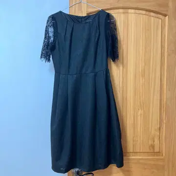 블랙 레이스 반팔 드레스 파티 드레스