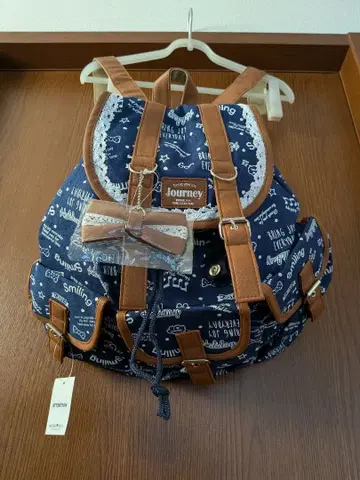 새상품 모리걸 백팩 프릴 리본 페어리 그런지 네이비