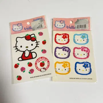 헤이세이 레트로 헬로키티 붙였다 떼는 씰 2개 세트 1997 미사용