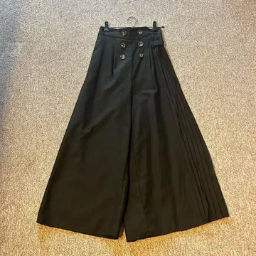 [ AZUL by moussy ] 와이드 팬츠 블랙/사이드 플리츠