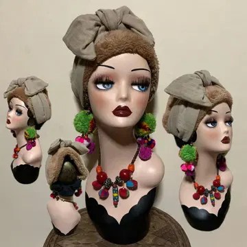 얼굴 주변 플랫 퍼 무지 리본 어레인지 헤어 터번