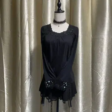 axes femme 긴팔 티셔츠 소매 퍼 페어리 그런지 다크코어