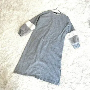 BEGUM 퍼 긴팔 맨투맨 롱 원피스 M 그레이