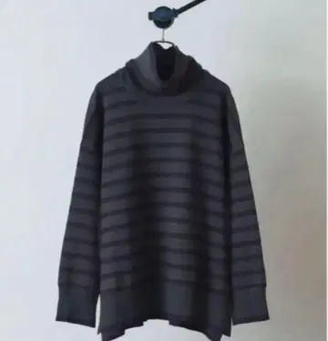 lui's 밀라노 리브 보더 터틀넥 니트