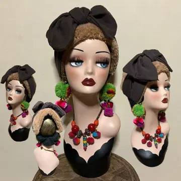 얼굴 주변 플랫 퍼 무지 리본 어레인지 헤어 터번