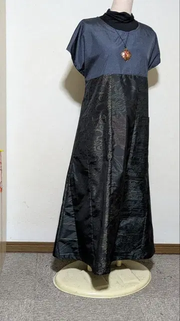 오시마 무늬 기모노 리메이크 롱 원피스 A 21