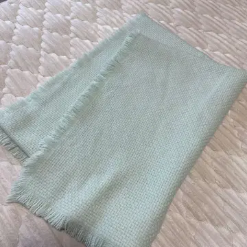 아소스 메레 캐시미어 바스켓 프린지 스톨 민트 그린