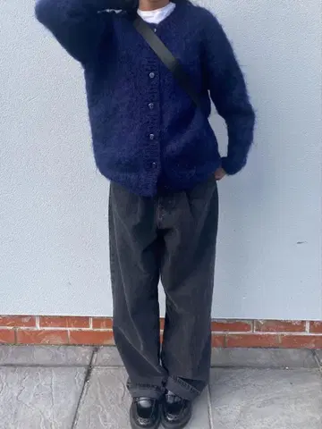 존 메이슨 스미스 모헤어 가디건 네이비