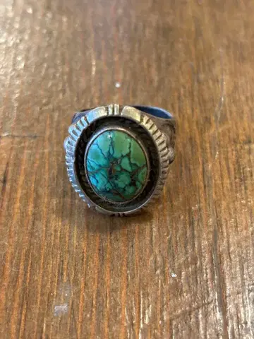 STERLING 각인 터콰이즈 계열 실버 반지 19~20호 빈티지