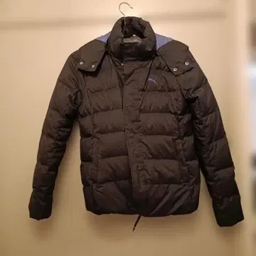 Puma 후드 부착 블랙 다운 자켓