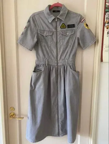 그레이 반팔 셔츠 원피스 XS