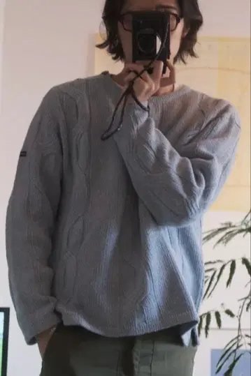 SAINT JAMES 케이블 짜임 스웨터 라이트 블루