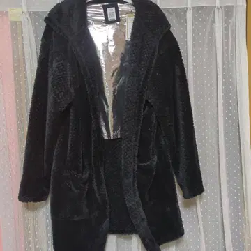 TRS7 블랙 플리스 롱 코트 XL