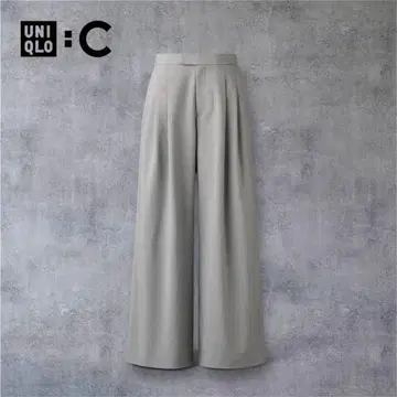 유니클로 감동 턱 와이드 팬츠+ 그레이 M UNIQLO:C 드라이