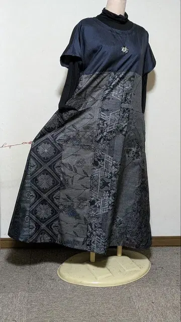 오시마 카스리 기모노 리메이크 롱 원피스 A 22