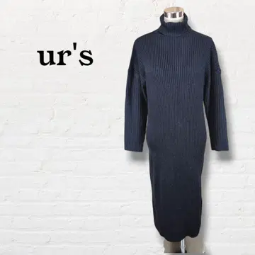 유어즈 ur's 롱 니트 원피스 [ MT ] 사이드 슬릿 네이비