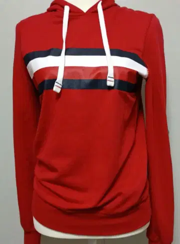 TOMMY 레드 스트라이프 후드티