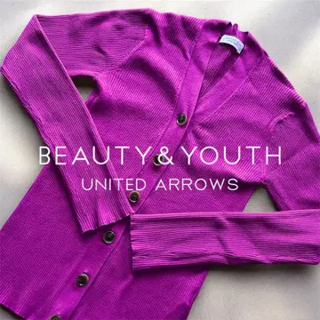 BEAUTY&YOUTH 가디건 니트 프론트 오픈 V넥 긴팔 리브