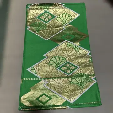 그린 컬러 골드 컬러 자수 후쿠로 오비