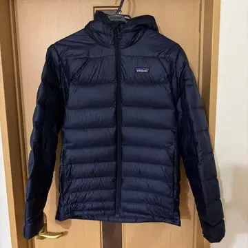 patagonia 후드 부착 다운 자켓 S 네이비