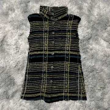 잔니 로 주디 체 36 체크 무늬 베스트 일본제 울 혼방